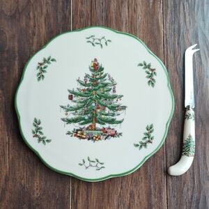 Spode Ceramic Christmas Trivet and Knife